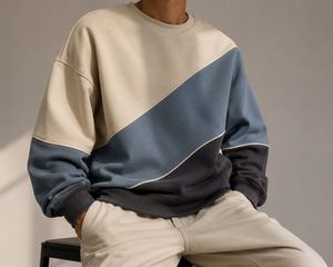 Sweat-shirt pull-over en jersey boutonné oversize à blocs de couleur, décontracté, unisexe, respirant, doux, confortable, coupe ajustée, mode hiver, haut de gamme - Product Image 4