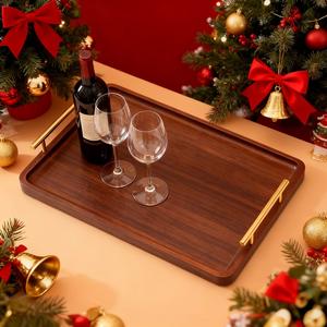 Plateau de rangement et de service en bois rustique avec côtés profonds, construction robuste, parfait pour les collations, les fruits, la décoration de table et l'usage quotidien - Product Image 6