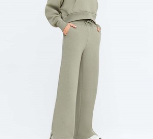 OEM Women Solid Wide Leg Eco-Friendly Breathable Spandex/Cotton Sweatpants Premium Comfort Wholesale Factory Direct - Product Image 4