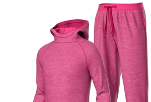 Conjunto Deportivo Unisex Ecológico con Capucha Rosa, Manga Corta, Color Sólido, Pantalones Casuales con Cordón y Bolsillos Laterales, Ropa de Invierno - Product Image 3