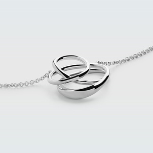 AN087 Collier pendentif triple cercle entrelacé en argent sterling 925 pour femme, design simple et créatif, cadeaux pour la Saint-Valentin et la fête des mères - Product Image 2