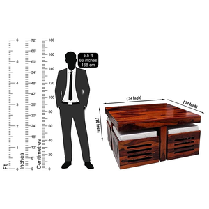 Mesa de Centro de Madera de Teca para Sala de Estar, Superficie de Madera, Mesa Auxiliar de 4 Lados, Muebles de Madera para Decoración del Hogar - Product Image 6