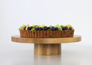 Plateau à gâteau en bois nordique, plateau à dessert, plateau à pain, plateau de présentation pour pâtisserie, plateau à gâteau rond en bois pour la cuisine - Product Image 3