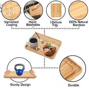 Bandeja de Servir de Madera Premium con Asas |   Bandeja de Desayuno de Bambú para Café y Aperitivos - Product Image 5