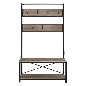 Driftwood rustico X-Back in metallo e legno sala albero con panca appendiabiti - Product Image 3