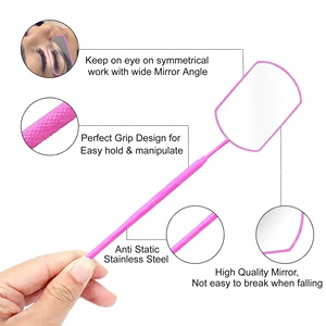 Nueva llegada Espejos de acero inoxidable Espejo de inspección de pestañas de alta calidad con mango Nuevo diseño Herramientas de pestañas - Product Image 2