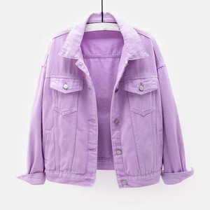 Chaquetas Unisex de Mezclilla Rosa, Estilo Casual, para Invierno, Manga Corta, Cuello Camisero con Botones, Estilo Primavera, Chaquetas para Hombre - Product Image 4