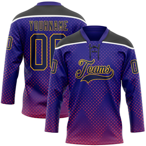 Maillots de hockey sur glace personnalisés haut de gamme, bleus, à motif géométrique, sublimés, pour l'entraînement, anti-humidité, de haute qualité, pour équipes de hockey - Product Image 3