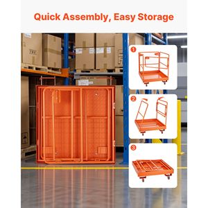 Carrello Elevatore a 4 Ruote con Gabbia di Sicurezza, Capacità 1200 Libbre, con Cestello Porta-Persone e Piattaforma di Lavoro Pieghevole - 36,6 X 36,6 Pollici - Product Image 6