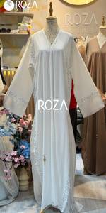 ชุดอาบายะปักลายมุกสีขาวสุดหรู ขายส่ง - Product Image 2