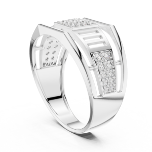 IMPERIAL PILLAR LAB GROWN ROUND CUT DIAMOND BAND SET IN 18KT WHITE GOLD FOR WEDDING ENGAGEMENT GIFTING DAILY OFFICE USE FOR <b>MEN</b> - Product Image 2