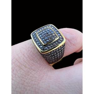 Men's Hip Hop <b>Iced</b> Out <b>Ring</b> 925 Sterling Silver Luxury Rapper Style Statement Jewelry <b>Ring</b> for Streetwear Fashion Looks - Product Image 1