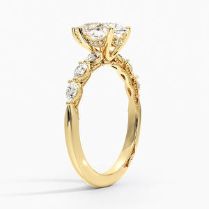Elegante Anillo de Oro para Novia con Diamantes Brillantes, Anillo de Compromiso Romántico para Mujer - Product Image 1