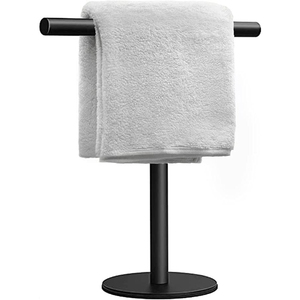Porte-serviettes en métal doré antique avec poteau cylindrique et base ronde pour la maison, les hôtels, les salles de bain, supports et étagères de rangement - Product Image 4