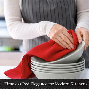 Essuie-tout de cuisine rouge 100% coton, doux et absorbant, pour le nettoyage des restaurants, des cuisines et de la maison - Product Image 5