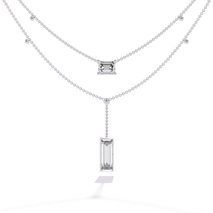 Collier pendentif en moissanite taille émeraude, argent 925 plaqué rhodium, chaîne de luxe unisexe, bijoux de mariage certifiés GRA AMBER - Product Image 1