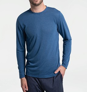 Camiseta de manga larga de algodón y poliéster de buena calidad para hombre, deportiva, que absorbe la humedad, para gimnasio, correr y fitness, color sólido. - Product Image 3