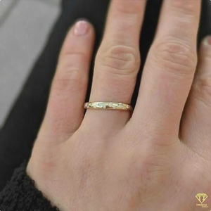 Round Moissanite Diamond Flush Set Wedding Band <b>Ring</b> in 925 Sterling Silver Minimalist Stackable Promise <b>Ring</b> - Product Image 1