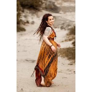 High Demand Boho Cotton Maxi Dress V Neck Sleeveless Regular Fit Asymmetric Hem Solid Printed <b>Wrap</b> Tie Eco-Friendly Summer <b>Beach</b> - Product Image 5