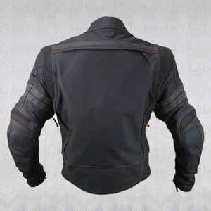 เสื้อแจ็คเก็ตหนังสีดำด้านสำหรับขี่มอเตอร์ไซค์สไตล์สตรีทสำหรับผู้ชาย พร้อมแผ่นเกราะป้องกัน - Product Image 2