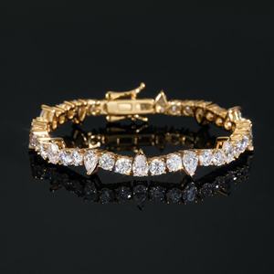 Unisex 925 Silver Gold Plated Brilliant Cut Moissanite Charm Tennis <b>Wrap</b> Claw Setting Classic Luxury <b>Wedding</b> Engagement <b>Gift</b> - Product Image 4