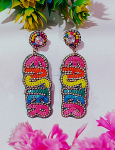 Pendientes de gota chapados en oro con corazón, bordado de cuentas de semillas hecho a mano, joyería de lentejuelas coloridas, accesorios clásicos de fiesta para mujer - Product Image 2