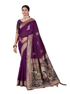 JECQAURD Saree de travail manuel avec pallu de tissage numérique et saree de fête de tissage Jalar Zari pour enfants - Product Image 4