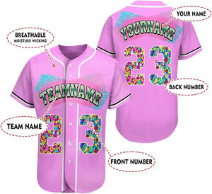 Best Design Custom Men's Button-Up Softball Baseball Jersey Hot Selling Wholesale Embroidered Red Shirts Breathable Plus Size - Product Image 6