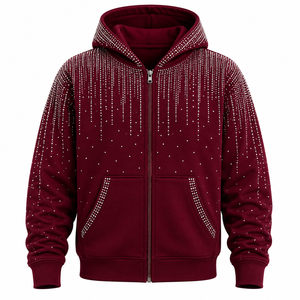 Sudaderas con Pedrería Personalizadas para Hombre y Mujer, Sudadera Oversize Estilo Urbano, Sudadera con Cierre y Cristales Brillantes, Moda Casual - Product Image 4