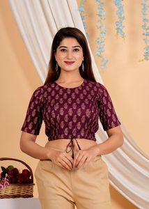 Cotton Gold Print Anarkali Kurta And Golden Floral Regular <b>Blouse</b> Collection Ethnic Women Clothing Stylish Festive Casual Wear - Product Image 3