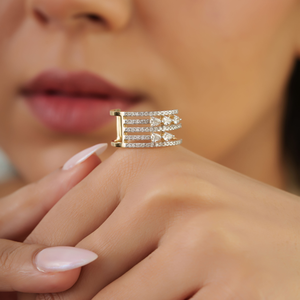 Bague de mariage luxueuse et magnifique en or jaune véritable 14 carats avec diamant véritable, bijoux de fiançailles pour femme, prix de gros - Product Image 4