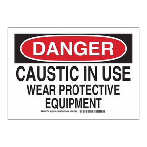 Panneau d'avertissement de danger de produits caustiques Brady en utilisation avec équipement de protection pour laboratoires - Product Image 3
