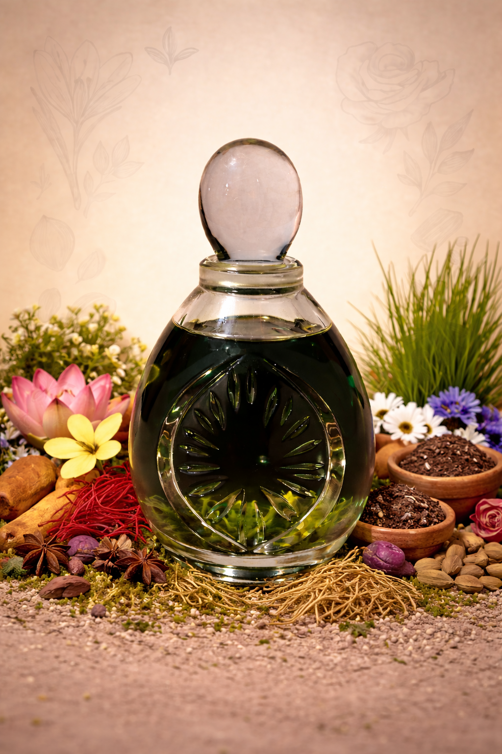 Marrone scuro, olio di vetiver - aggiunge una sfumatura verdognola