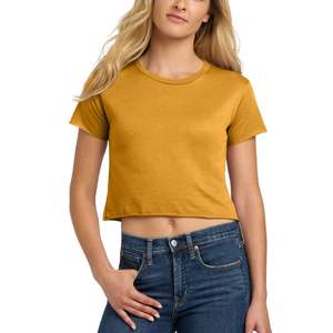 Camiseta Corta Personalizada para Mujer, de Algodón, Lisa, de Manga Corta, Informal, Holgada, para Verano, Proveedor Mayorista OEM - Product Image 3