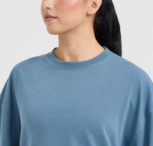 Breathable Solid Color Casual Spring Summer Top Slim Fit Knitted Spandex Polyester Women's <b>Pink</b> Short Sleeve Crew Neck T-Shirt - Product Image 6