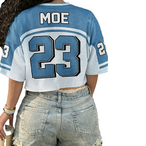Maillot de sport court en maille pour femme, style football américain, T-shirt streetwear Y2K rétro, séchage rapide et respirant - Product Image 1