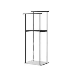 Toallero de pie de acero impermeable de primera calidad, negro mate, doble barra, para baño, perchero de lujo para ropa - Product Image 1