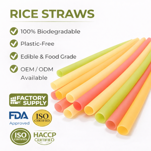Pajitas Ecológicas Biodegradables de Alta Calidad, Pajitas de Arroz con Empaque Personalizado para Fiestas, Precio Directo de Fábrica en Vietnam - Product Image 1