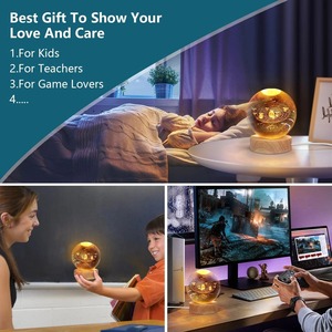 Veilleuse artistique 3D Saturne en cristal, avec boule de verre LED gravée à intensité variable et base en bois, pour chambre à coucher et maison - Offre Spéciale - Product Image 4