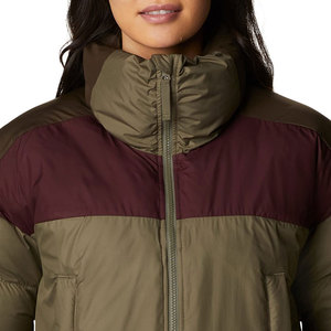Blouson matelassé femme 2026, color-block olive et bordeaux, manches longues, col montant, fermeture éclair, vêtement d'extérieur hiver - Product Image 5