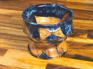 ชามเรซิ่นลายไม้สีฟ้าขาว ชามเรซิ่นและไม้แบบมีฐาน รุ่นมิดไนท์ - Product Image 6