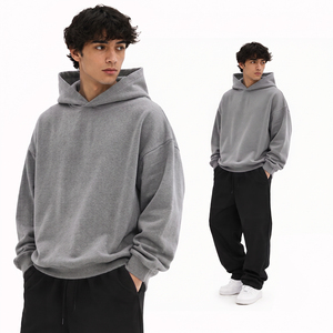 Wholesale Oversized Men's Solid <b>Winter</b> <b>Hoodies</b> Custom Logo OEM Service Heavyweight Blank Pullover Fleece Breathable Streetwear - Product Image 5