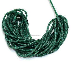 High Quality Natural <b>Emerald</b> Smooth Rondelle Shape 16 Inches 2 to 5.5 mm mm Gemstone Strand Beads For Making Jewelry <b>Necklace</b> - Product Image 1