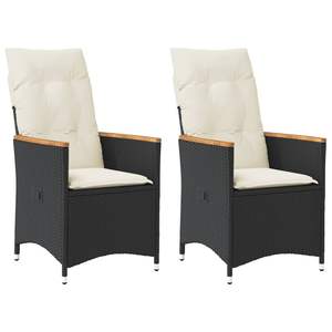 Ensemble de 2 chaises de jardin inclinables noires - Product Image 1