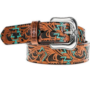 Cinturón de herramientas de cuero genuino occidental 100% grabado en turquesa tallado a mano para tamaños personalizados unisex y pedidos a granel aceptados - Product Image 6