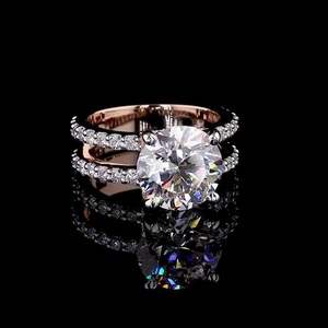 Anillo de Compromiso APRICOT JEWELS con Diamante Cultivado en Laboratorio de 3CT, Certificado IGI, Color E, Oro Rosa de 14K, Pavé, Elegante y Moderno, Joyería Fina para Novia - Product Image 1