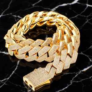 Collar de Cadena Cubana de Plata 925 Chapado en Oro con Diamantes de Moissanita, Joyería de Estilo Hip Hop, Ideal para Fiestas y Regalo - Product Image 5