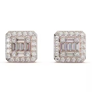 Moissanite Diamond Stud <b>Earrings</b> with Screw Back Certified Round Brilliant Round Cut Iced Out <b>Cute</b> Luxury <b>Earrings</b> Set for Women - Product Image 1