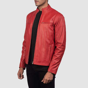 2026 Customized New Fashion <b>Men</b> Leather <b>Jacket</b> High Quality Brown Canvas Fabric Stand Knitted Best Design High Zipper Winter - Product Image 3