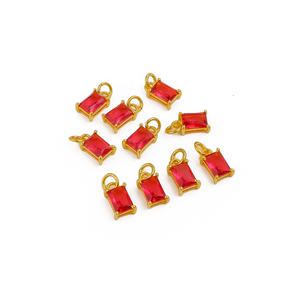 Pink Fuchsia Quartz Rectangle 18K Gold Plated Handmade <b>Charm</b> Pendant for Necklaces & <b>Bracelets</b> Wholesale Gemstone Supplies - Product Image 3